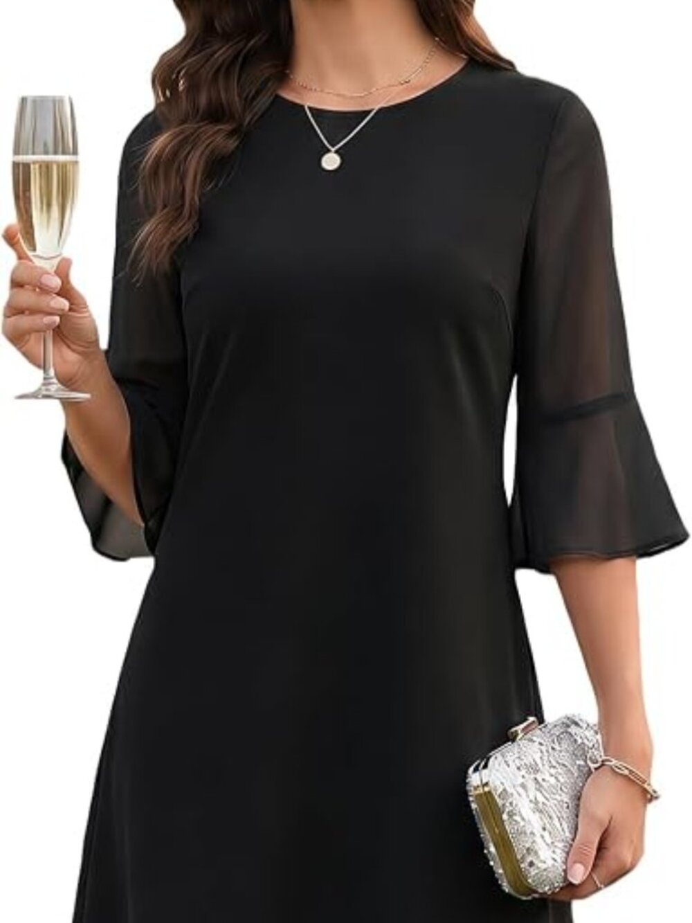 Women's Bell Sleeve Cocktail Wedding Guest Formal Party Short Dress